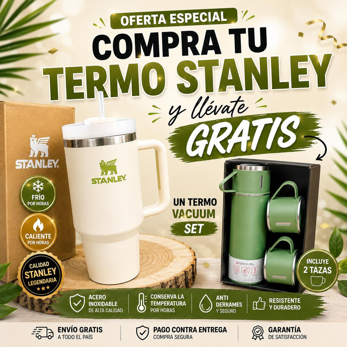 TERMO STANLEY 40 OZ + TERMO 3 POCILLOS